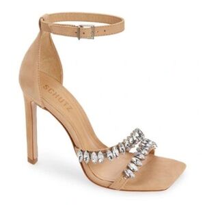 Women’s Shutz Linsey Nubuck Beige Sandal Heels Size 9.5 US!
